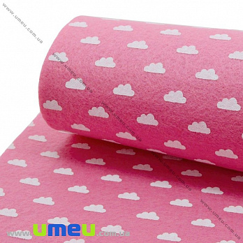 Фетр Тучки 1 мм, 20х30 см, Розовый (FLT-030437)