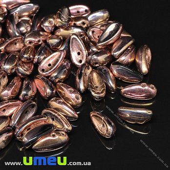 Намистина чеське скло Preciosa Chilli 11х4 мм, №23980 / 27143, Рожева металік (BUS-036342)