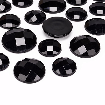 Кабошони пластикові, Круглі грановані, 12-18 мм, Мікс чорний (KAB-055139)