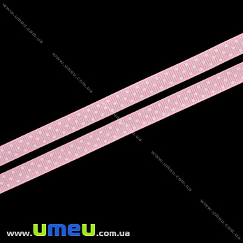 Репсовая лента в горошек, 10 мм, Розовая (LEN-016647)