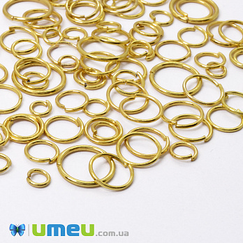 Колечки, Микс 4-12 мм, толщина 0,7 мм, Золото (PIN-048951)