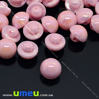 Гудзик пластиковий на ніжці Круглий перламутровий, 10 мм, Рожевий АВ (PUG-012848)