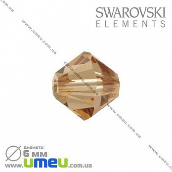 [Архів] Намистина Swarovski 5301 Light Smoked Topaz, 6х6 мм, Біконус (BUS-003172)