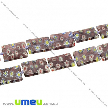 [Архів] Намистина Lampwork прямокутна, 18х13 мм, Фиолетово-коричнева (BUS-004206)
