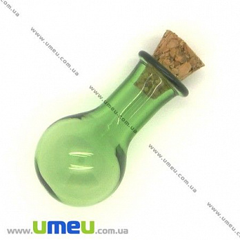 Стеклянная баночка Шар, Зеленая, 14х25 мм (DIF-006700)