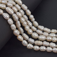 Намистини натуральні річкові Перли молочні, 8-11 мм (BUS-058135)