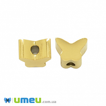 Бусина из нержавеющей стали Бабочка, 7,5х6 мм, Золото (STL-044589)