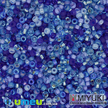Бісер японський Miyuki круглий RR 11/0 №MIX02, Мікс синій (BIS-039792)