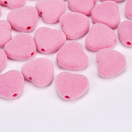 Намистина оксамитова, Серце, 12х11х5 мм, Рожева (BUS-060182)