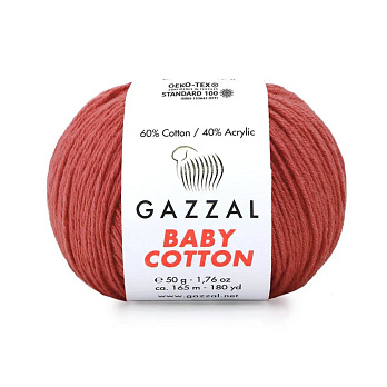 Пряжа Gazzal Baby Cotton №3418, 50 г, 165 м, Коралова (YAR-060765)