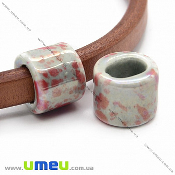 Намистина Regaliz (Licorice) керамічна, 17х14 мм, Малиново-сіра (BUS-013599)