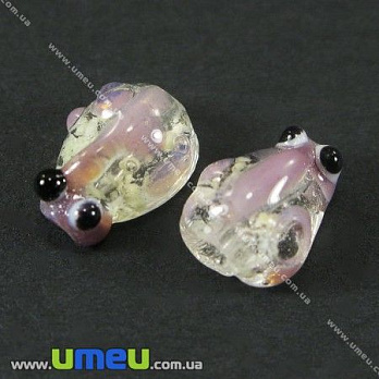 [Архів] Намистина Lampwork Люмінесцентна Божа корівка, 10х7х5 мм, Рожева (BUS-003234)