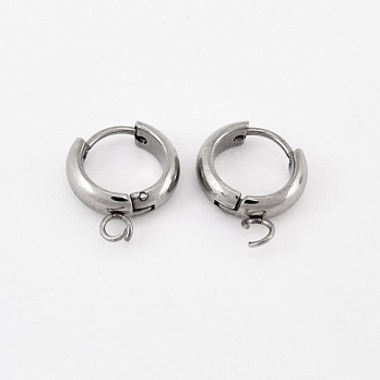 Сережки-кільця Huggie з нерж. сталі, 17х13х4 мм, Темне срібло (STL-059033)