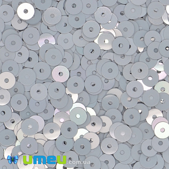 Паєтки Італія круглі плоскі, 4 мм, Білі №1009 Ghiaccio Metal (PAI-039120)