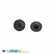 Гудзик пластиковий на ніжці Круглий гранований, 13 мм, Чорний (PUG-046478)