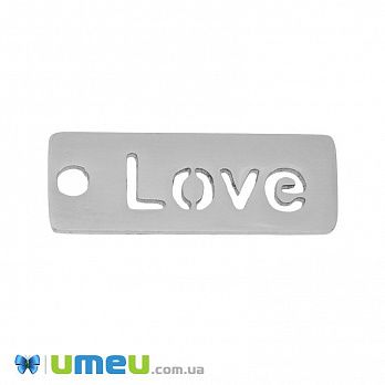 Підвіска з нержавіючої сталі Love, 17х6 мм, Темне срібло (STL-049184)