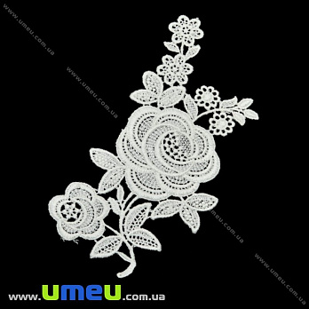 Мереживна вставка Роза, 20х9 см, Біла (LEN-025008)