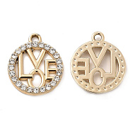 Підвіска метал. LOVE зі стразами, 19х16 мм, Світле золото (POD-053485)