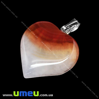 Підвіска Серце з натурального каменю, Агат, 25х18 мм (POD-009326)