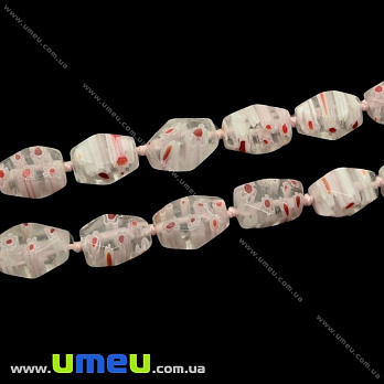 [Архів] Намистина Lampwork рис, 14х9 мм, Прозора (BUS-003628)