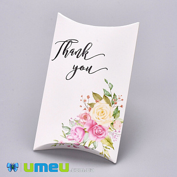 Збірна картонна коробочка, 12,5х8 см, Біла, Thank you (UPK-042935)