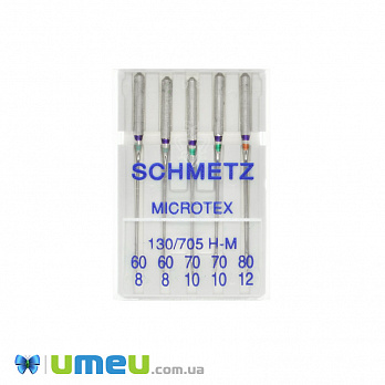 Голки SCHMETZ MICROTEX ASSORTED для побутових швейних машин, 5 шт (SEW-043699)