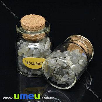 Бутылочка с крошкой натурального камня, Лабрадорит, 31х22 мм (POD-037232)