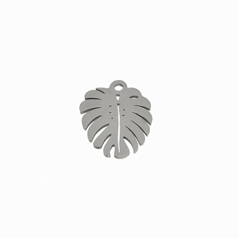 Подвеска из нерж. стали Лист монстеры, 17х13 мм, Темное серебро (STL-059161)