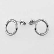 Пусети з нерж. сталі з заглушками, Круглі, 14х13 мм, Темне срібло (STL-058498)