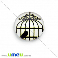 Кабошон скляний з принтом Клітка, 18 мм, Круглий (KAB-013666)