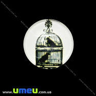 Кабошон скляний з принтом Клітка, 18 мм, Круглий (KAB-019941)