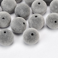 Намистина оксамитова, Кругла, 14 мм, Сіра (BUS-060192)