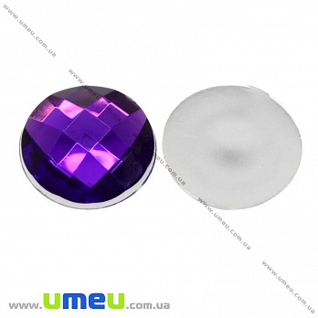 Кабошон пластиковий, Круглий гранований, 10 мм, Фіолетовий (KAB-012482)