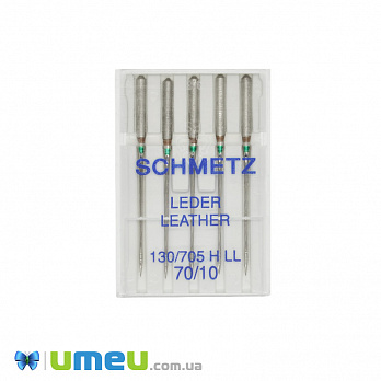 Голки SCHMETZ LEATHER (для шкіри) №70/10 для побутових швейних машин, 5 шт (SEW-043712)