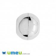 Замок магнітний круглий для вклеювання шнура, Темне срібло, 10х12 мм (ZAM-048729)