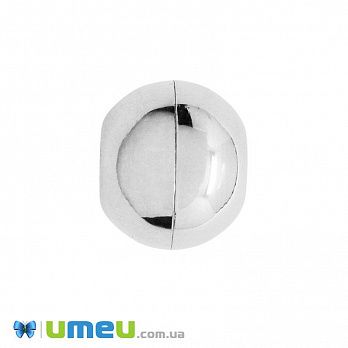 Замок магнітний круглий для вклеювання шнура, Темне срібло, 10х12 мм (ZAM-048729)