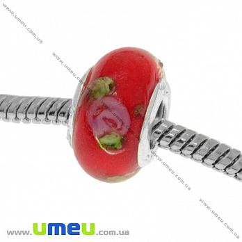 [Архів] Намистина PANDORA Lampwork, 14х10 мм, Червона, Срібло (BUS-019004)