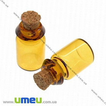 Скляна баночка з пробкою коричнева, 20х12 мм (DIF-008085)