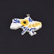 Підвіска Карта України з полімерної глини, 32х26 мм, З малюнком (POD-059390)