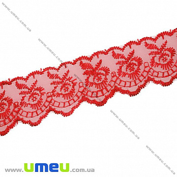 Мереживо органза Яблучко, 40 мм, Червоне (LEN-010448)
