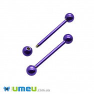 Сережка штанга для пірсингу з нерж. сталі, 29х5 мм, Фіолетова (OSN-048054)