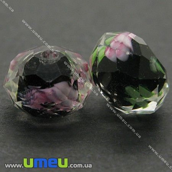 [Архів] Намистина Lampwork, 13х8 мм, Гранована, Чорна (BUS-004535)