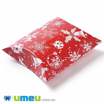 Сборная картонная коробочка, 16,5х14 см, Красная, Новогодняя (UPK-042940)