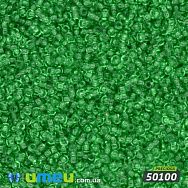 Бісер чеський 15/0, №50100, Зелений світлий, Прозорий (BIS-031274)