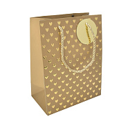 Подарунковий пакет Серця, 23х18х10 см, Золотистий (UPK-035671)