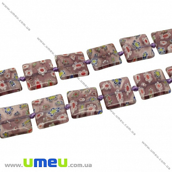 [Архів] Намистина Lampwork квадратна, 14х14 мм, Фиолетово-коричнева (BUS-003631)