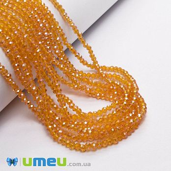 Намистини ронделі, 3х2,5 мм, Помаранчеві AB (BUS-049228)