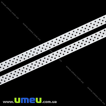 Репсовая лента в горошек, 10 мм, Белая (LEN-016644)