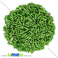 Бісер китайський стеклярус скручений, 6 мм, Зелений блискучий (BIS-001507)