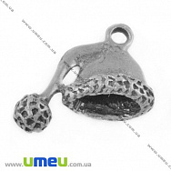 Підвіска метал. Новорічний ковпак, 17х12 мм, Античне срібло (POD-003446)